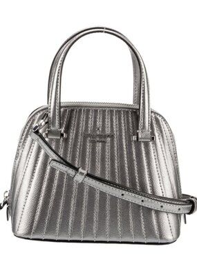 Kate Spade Patterson Drive Silver Quilted Leather Top Handle Mini Dome Bag